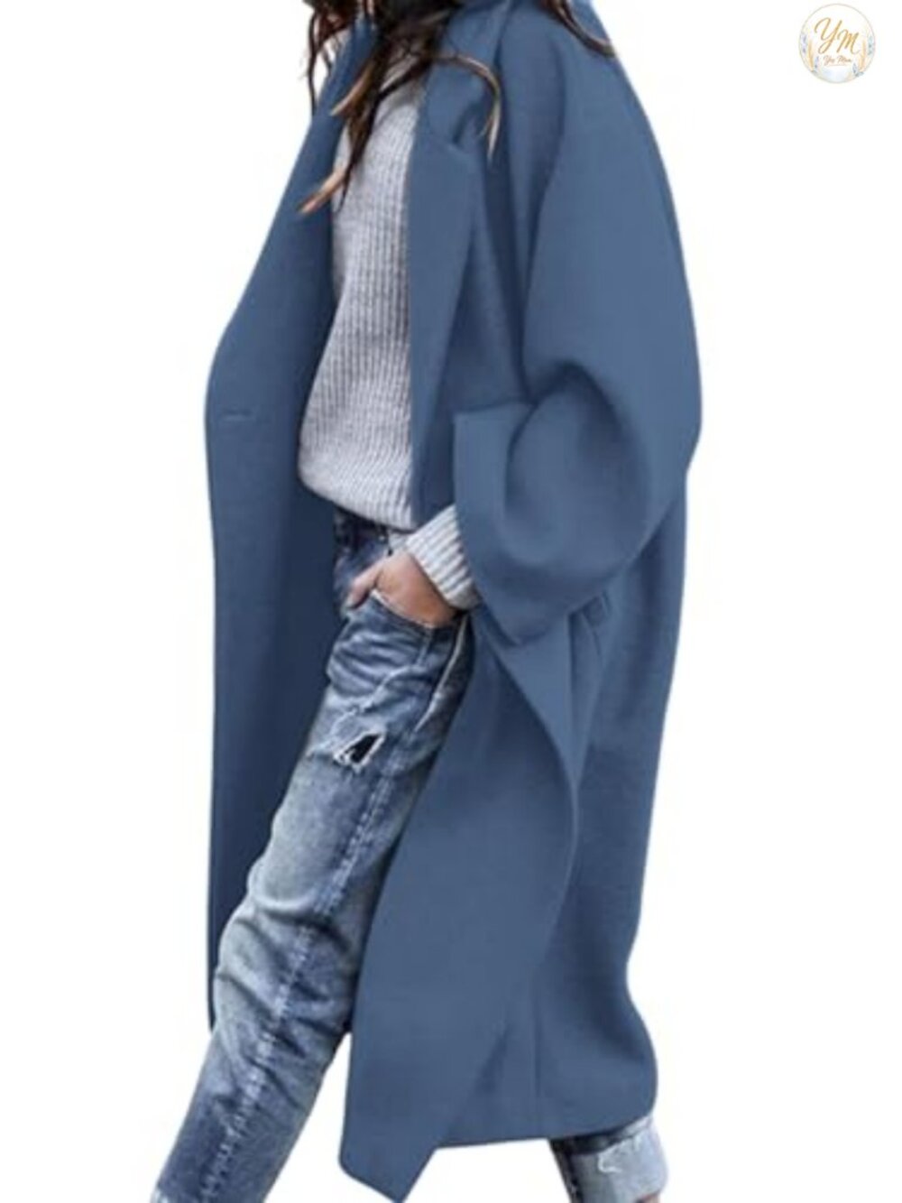 Oversized Long Sleeve Notch Lapel Knit Long Jacket Coat Casual Winter Coat